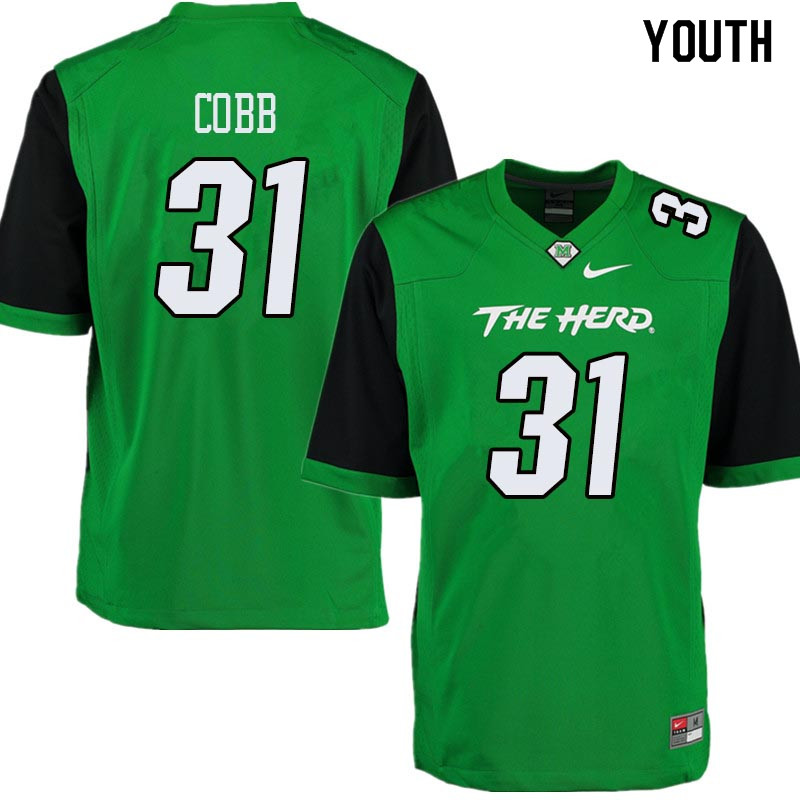 Youth #31 Omari Cobb Marshall Thundering Herd College Football Jerseys Sale-Green - Click Image to Close